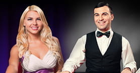Eine Gruppe von Dealern im Piggy Bang Live Casino.