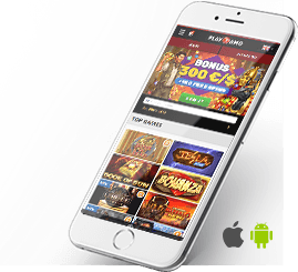 Die Playamo Webseite auf einem Smartphone. Verfügbar für iOS und Android Endgeräte.