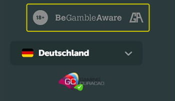 Im Footer der Webseite das Logo der Glücksspielbehörde und das von Hilfsorganisationen.