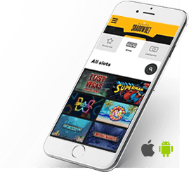 Auf diesem Bild sieht man ein Mobilgerät mit der App Version des ShadowBet Casinos.