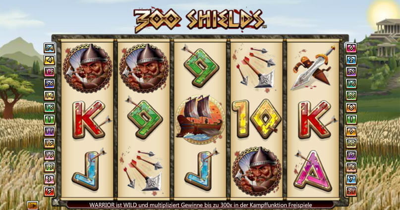 Die Spieloberfläche des Slots 300 shields von NextGen Gaming.