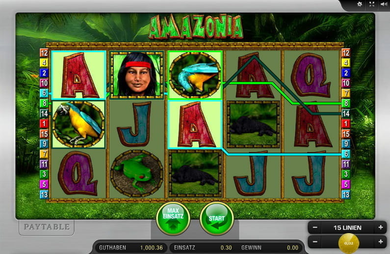 Hier könnt ihr den Amazonia Slot von Merkur gratis testen