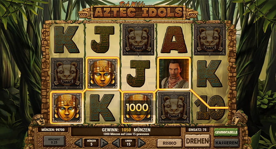 Ein Gewinn beim Aztec Idols Slot vom Software Hersteller Play'n GO.