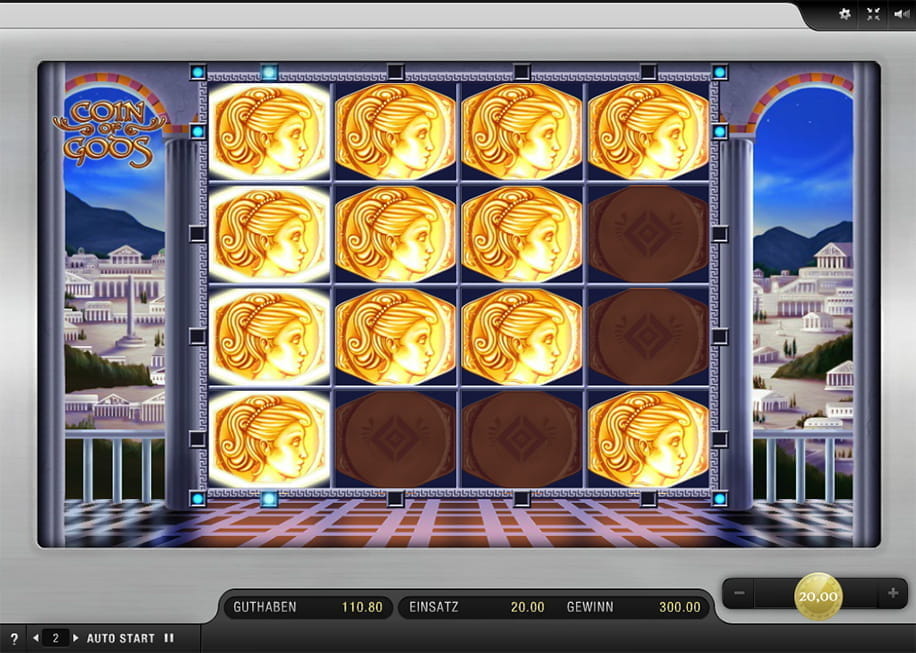 Ein Gewinn von 300 Münzen beim Coin of Gods Slot