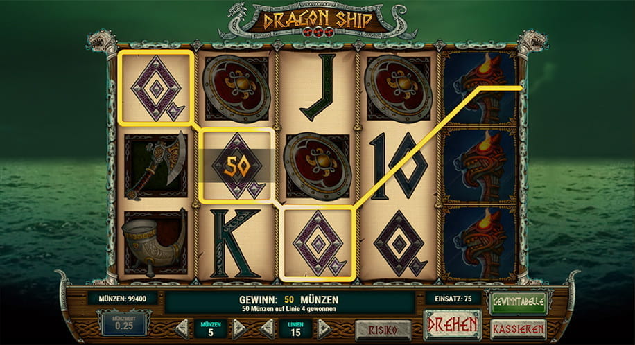 Ein Gewinn beim Slot Dragon Ship.