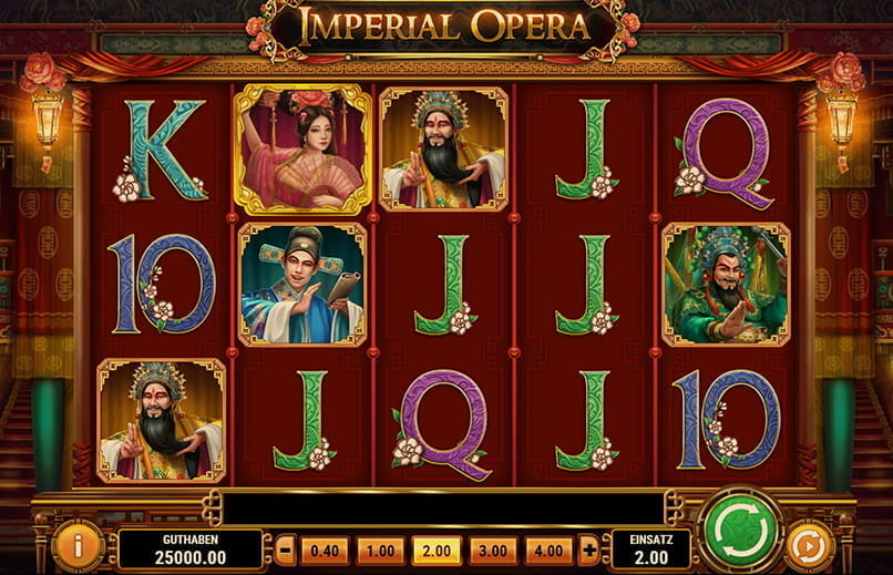 Der Startbildschirm des Spielautomaten Imperial Opera von Play'n GO.