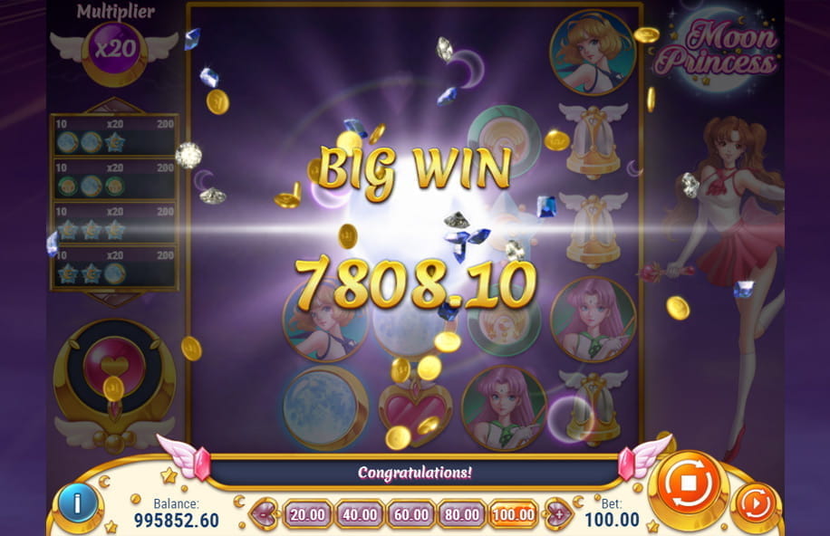 Zu sehen ist ein sehr hoher Gewinn beim Moon Princess Slot.