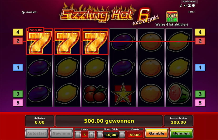 Ein hoher Gewinn am Sizzling Hot 6 Automaten