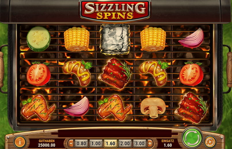 Der Blick auf den BBQ Spielautomaten Sizzling Spins von Play'n GO.