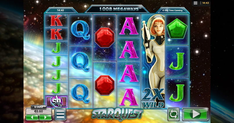 Die Spielansicht des Starquest Slot.