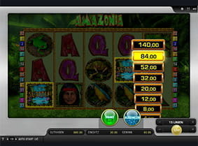 Das Risikospiel des Amazonia Online Spielautomaten
