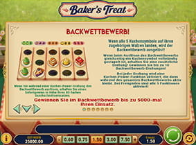 Erläuterung zur Funktion 'Backwettbewerb' im Menü des Slots Baker's Treat.