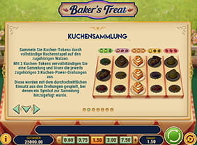 Erklärung zur Kuchensammlung beim Spielautomaten Baker's Treat von Play'n GO.