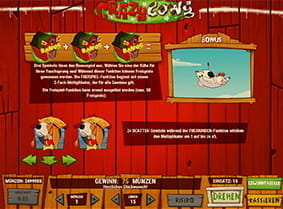 Die Bonusfunktion des Spiels Crazy Cows.