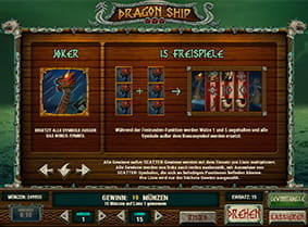 Die Erklärung der Freirunden-Funktion im Spiel Dragon Ship.