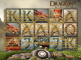 Alle Gewinnlinien des Dragon's Myth Spielautomatens auf einen Blick