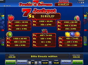 Die Spielregeln des Fruits 'n Seven Automats auf einem Blick