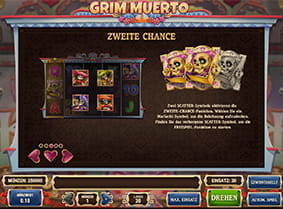 Das Bild erklärt die zweite Chance des Spielautomaten Grim Muerto