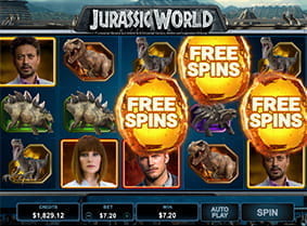 Die Bernsteine lösen Freispiele beim Jurassic World Spielautomaten aus