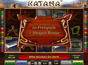 10 Freispiele mit Shogun Bonus beim Katana Slot im Internet