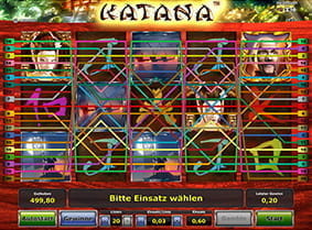 Alle Gewinnlinien des Katana online Slots auf einen Blick