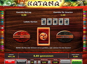 Das Rot/Schwarz Risikospiel des Katana Automatens