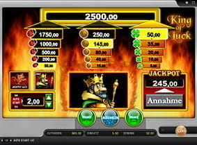 Eine Spielsituation bei King of Luck von Merkur