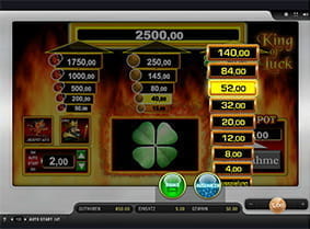 Die Risikoleiter des King of Luck Slots in Aktion