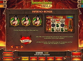 Die Erklärung der Inferno-Bonus-Runde im Spiel Leprechaun goes to Hell.