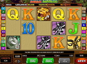 Spielszene beim Mega Moolah