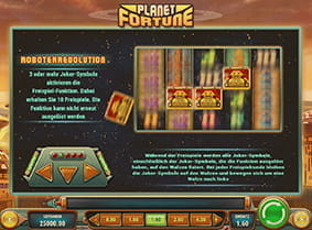 Erklärung zum Feature Roboterrevolution des Spielautomaten Planet Fortune.