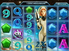 Ein Gewinn mit der Astronautin als Full-Reel-Wild Symbol beim Starquest Slot. 