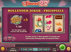 Die Erklärung zur rollenden Joker Funktion im Spiel Sweet 27