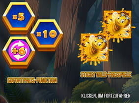 Die Sofortgewinne, die in den Bonusrunden gewonnen werden können beim Slot Wild Swarm.