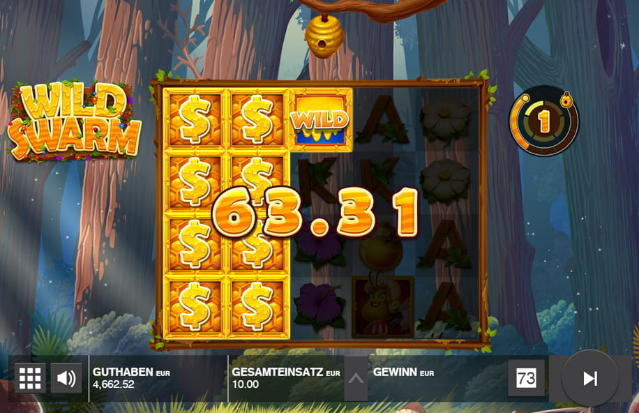 Eine Gewinn beim Spielautomaten Wild Swarm vom Software Hersteller Push Gaming.