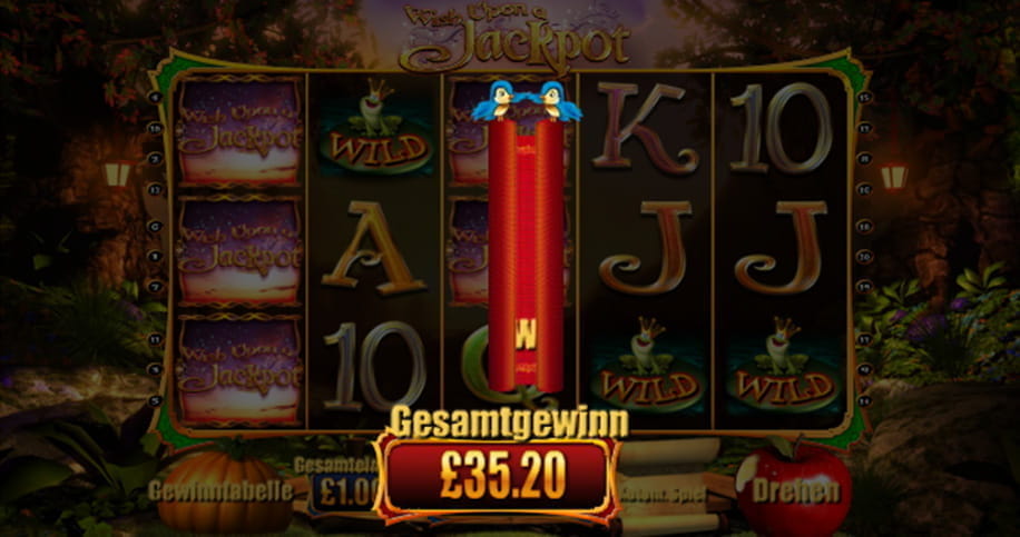 Ein Beispiel für einen Gewinn beim Wish Upon A Jackpot Spielautomat