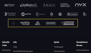 Der Footer der SlotHunter Webseite.
