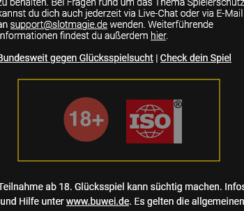 Der Footer der Webseite von SlotMagie.