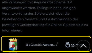Das Logo der Curaçao Gaming Authority und Hilfsorganisation BeGambleAware.