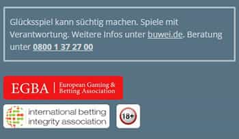 Der Footer der Webseite von Sportingbet Slots.
