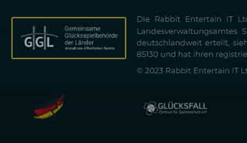 Der Footer der Webseite von TigerSpin.