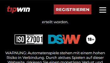 Der Footer auf der Tipwin Webseite.