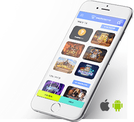 Das mobile WestCasino dargestellt auf einem Smartphone. Verfügbar für iOS und Android.