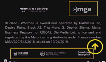 Im Footer der Whamoo Webseite sind alle wichtigen Informationen aufgelistet.