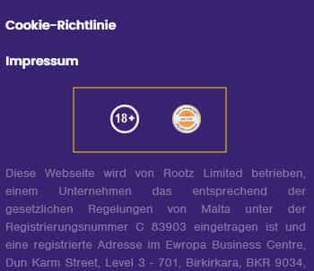 Wildz Footer mit Infos zu Sicherheit und Lizenzen