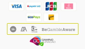 Der Footer des YaaCasino mit Logos und Informationen zur Sicherheit und den Zahlungsmethoden.
