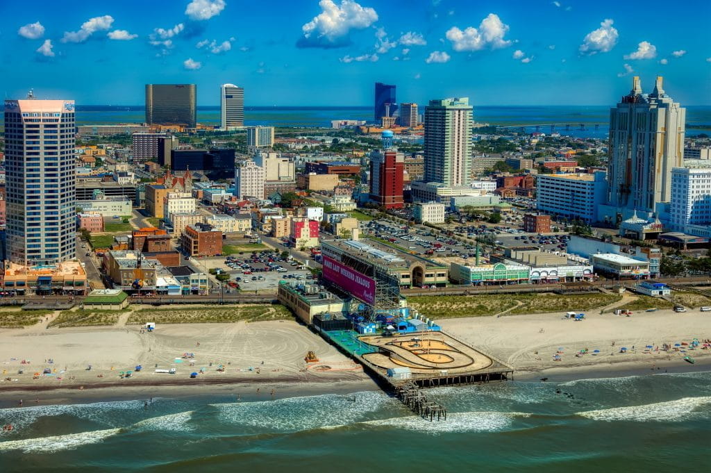 Panorama der US-Glücksspielstadt Atlantic City in New Jersey.