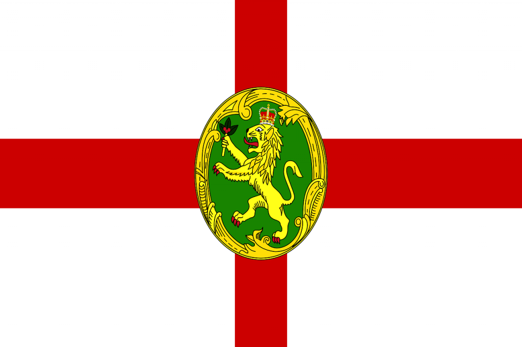 Grafik der Flagge von Alderney.