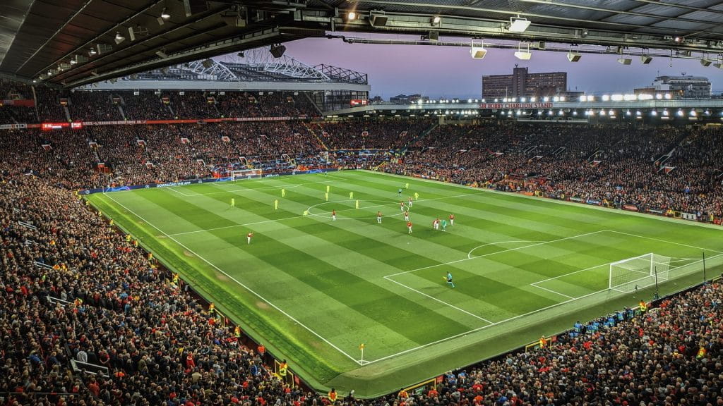 Das Old Trafford in Manchester während eines Fußballspiels.