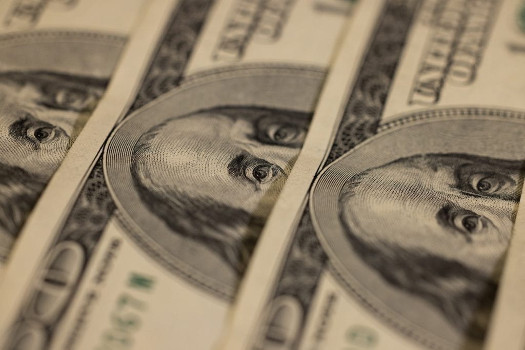Uang kertas dolar AS close-up.